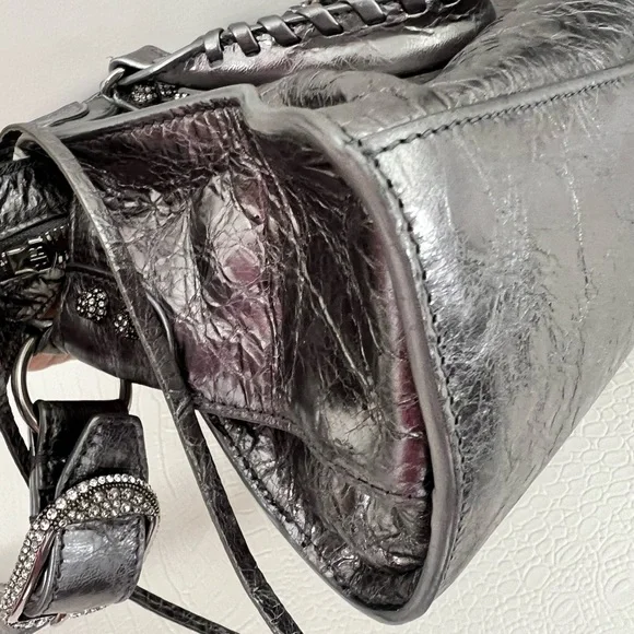 Balenciaga Neo Cagole City Bag Leather with Crystals XS - Metallic Silver - Picture 15 of 16